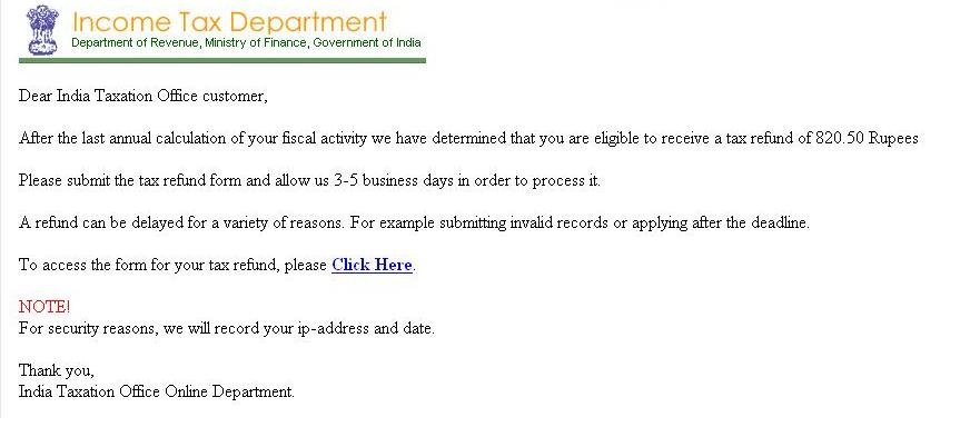 Beware of Tax Refund mails! 2